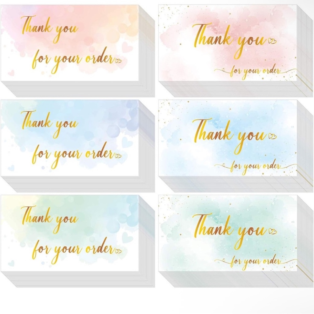 Elegant Thank You Cards (25) Set - Gold, Blue, Pink
